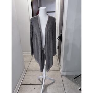 Eileen Fisher Organic Cotton Stripe Waterfall Open Cardigan Size XS